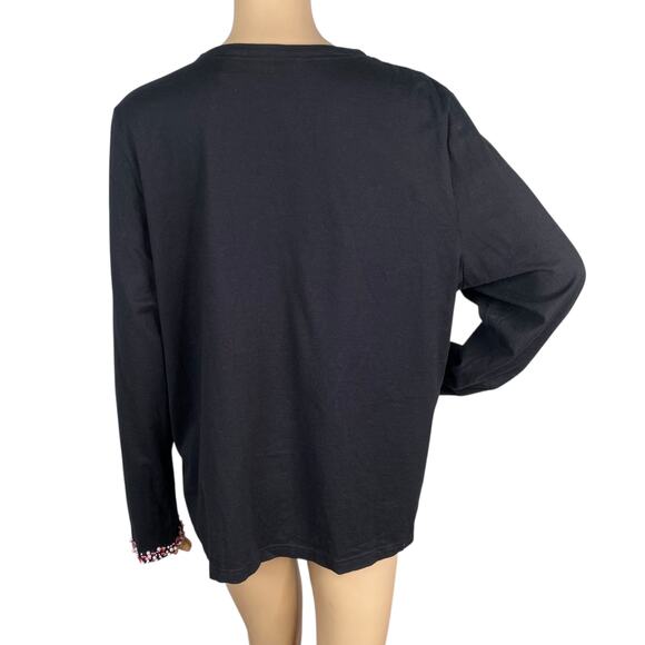 Michael Simon Event RARE Flamingo Sequin Embroidered Black Pink Cardigan SZ XL - Picture 8 of 10